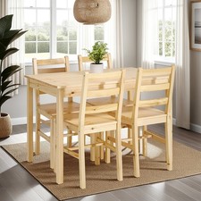 Essgruppe mit 4 Stühlen Holz Massiv Tisch Stuhl Set Küche Esszimmer Homestyle4u