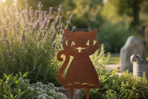 Gartenstecker katze aus - gartenstecker,