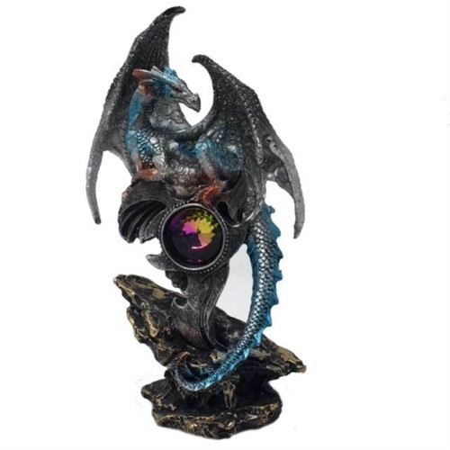 Blauer drache bewacht kristall - drache,