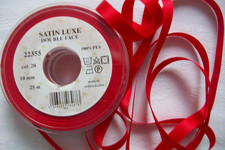 6 Meter edles Band Doppelsatin - rot - 10 mm breit - 60° waschbar - s. Bild