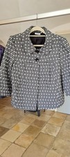 Blazer Damen A-Linie Bubikragen Dots grau-weiß-schwarz Gr. 44