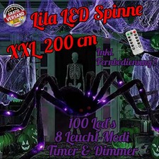 Riesen LED Spinne XL Halloween Spinne 200cm 8Modi Fernbedienung Deko Spinnennetz