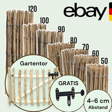 *NEU*Premium Staketenzaun 50-120 cm mit Gartentor | 4-6cm | Kastanie Handgemacht