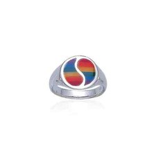 Regenbogen Yin Yang Stolz Ring