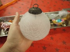 Glaskugel ø10cm Christbaumkugel Schwer Weiss Crackle Vintage