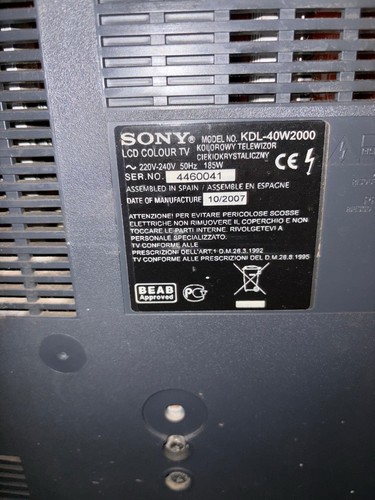 Sony lcd kdl 40w2000 defekt - tv,