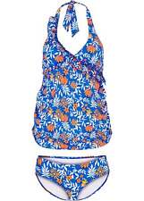 2tlg. Umstandstankini Gr. 38 Blau Geblümt Badeanzug Schwimm-Suit Top Slip Neu