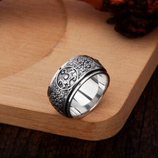 B25 Ring drehbar Feng Shui Drache Phönix Tiger Schildkröte 17,8 mm Silber 925