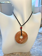 1x rosa Baryt Donut Kette