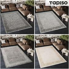 Teppich Kurzflor Grau Beige Glänzend Rahmen Floral Klassisch 3D Effekt ÖKOTEX