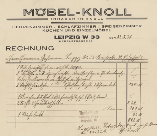 Rechnung leipzig möbell - rechnung, möbell-knoll