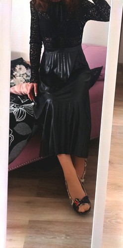 Plissee kleid langarm - plissee, 🖤