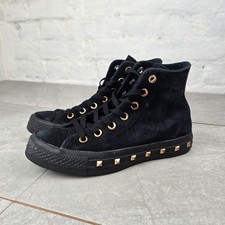 Converse All Star Chuck Taylor hohe Turnschuhe schwarz Wildleder Nieten UK Größe 6