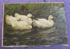 Altes Ölgemälde Enten von