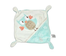 WIE NEU * C&A Baby Club Schmusetuch Schnuffeltuch Kuscheltuch Eule UHU weiß blau