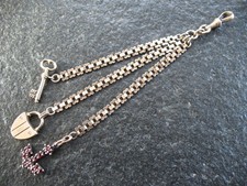 Chatelaine Silber 800 vergoldet Österreich Jugendstil Uhrkette von ca. 1895