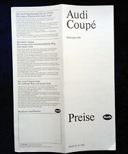 AUDI Coupe  Preisliste Modelljahr 1993 Modelle: 2.3E, 2.6E, 2.8E, S2, Quattro
