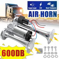 12V 600DB Nebelhorn Hupe Lufthorn Druckluft Fanfare Dual Trompete LKW Zug Auto