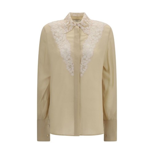 Fendi seidenhemd beige damen - seidenhemd,