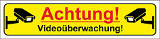 Achtung Videoüberwachung! Klebeschilder Warnaufkleber für Outdoorbereich 5x20cm