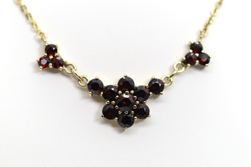 Damen gelbgold granat collier - granat,