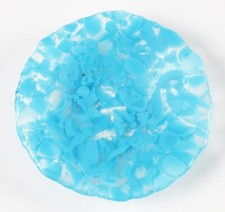 moderne Jorgensen und Morch skandinavische Slumped Glas blaue Schale, signiert