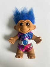 Troll 80er 90er Jahre Figur blaue Haare Diamant Bauch retro vintage 25cm