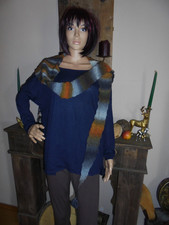 Halstuch Schal Wolle mit Mohair handgestrickt Einzelstück braun grau 226 cm Neu!