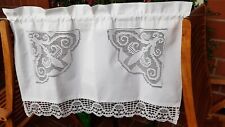 1  Scheibengardine Shabby Landhausstil  Häkeleinsätze Spitze  Monogramm  GK 