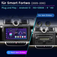 6+128GB Android 14 Autoradio für benz Smart 451 2005-2010 Smart Navi carplay GPS