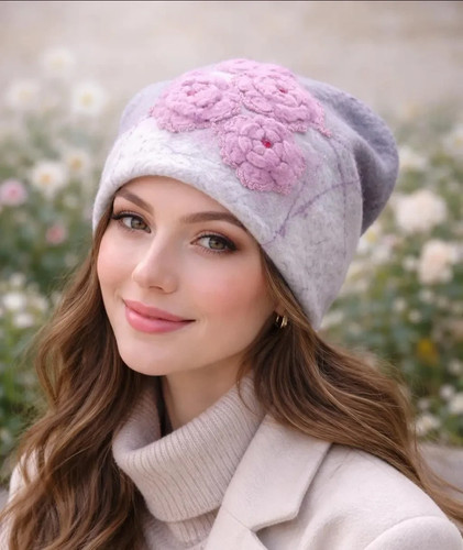 Graue merinowolle beanie - graue,