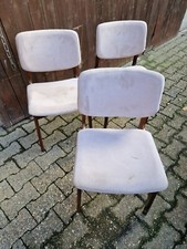 3 er Satz Stühle Teakholz mit Stoffbezug gemarkt Stenmans ca 1970er Jahre gebr.