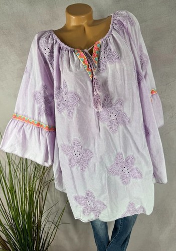 Boho tunika bluse - damen, lila