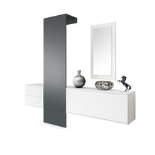 Garderobenset Flur Garderobe Diele Carlton Set 1 in Weiß - Hochglanz & Naturtöne
