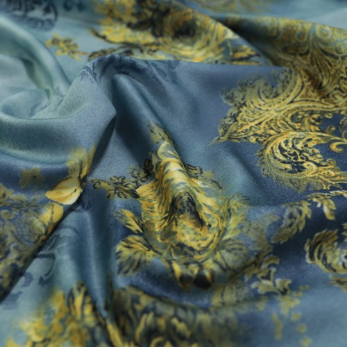 Satin blau mit gelben - mit,