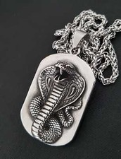 Kobra Schlange Anhänger Hundemarke Edelstahl Halskette Snake Rocker Biker KE023