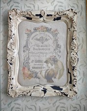 Vintage Bilderrahmen im Shabby Chic Stil – mit Leinenpolster, ca. 45,5×37 cm