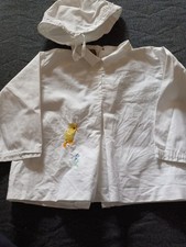 Taufkleidchen,kurz +2 Mützchen, Gr.ca.68, weiß m.Stickerei, Vintage, 80er Jahre,