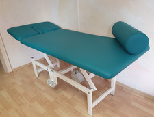 Massage-/Therapieliege, türkis Kunstlederbezug 200 x 80 cm, elektr, Nasenschlitz