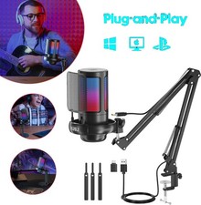 Gaming Mikrofon PC RGB,USB Microphone für PS4 PS5 Mac,Kondensator Microphone Kit
