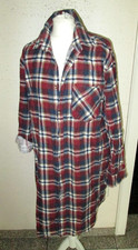 holzfällerhemd flanellhemd lang nachthemd flanell kleid rot blau weiß M-L 40-42
