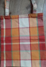 Tasche, Damentasche ,Stoffbeutel, Handarbeit, NEU BW Rot-orange kariert , groß