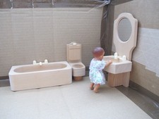 Puppenhaus Möbel Badezimmer-Set helles stabiles Echtholz