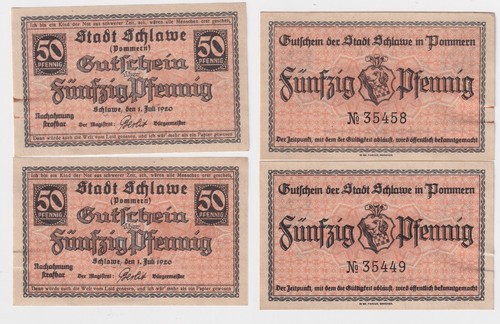 Pfennig banknote notgeld - 2x,