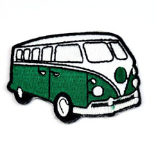 Oldtimer Bulli grün VW Bus USA Racing Patch Bügelflicken gestickter Aufnäher