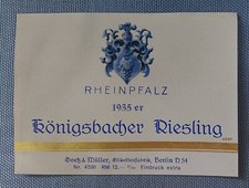 altes Weinetikett Musteretikett Etikett 1935 Königsbacher Riesling Goetz