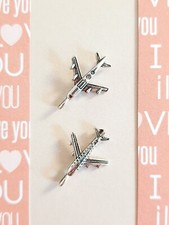 SWANEWIT Paaranhänger 2 x Flugzeug Charms Silber Schmuck Basteln Deko Urlaub
