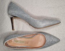 BUFFALO Pumps Highheels silber Glitzer Gr. 40 Leder Modell H733-C002A-4 Glitter