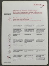 Safety Card | Austrian Airlines | Airbus A319/A320 | Emergency Exit
