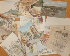 Mappe mit 17 Zeichnungen und